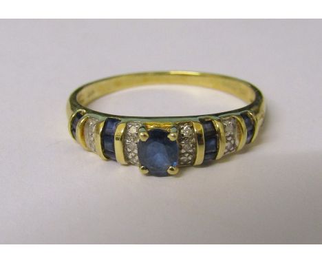 14ct gold diamond and sapphire ring size U weight 2.8 g