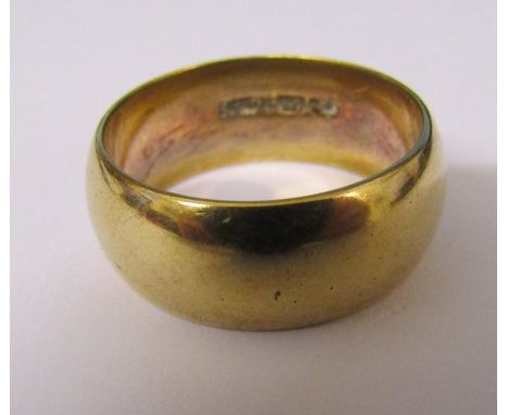 9ct gold band ring size R, D 8 mm, weight 7.58 g