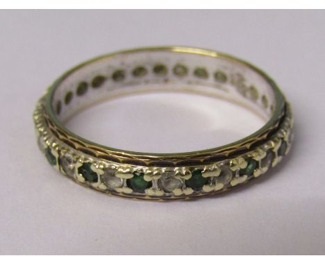 9ct gold full eternity ring with coloured stones size O weight 2.27 g