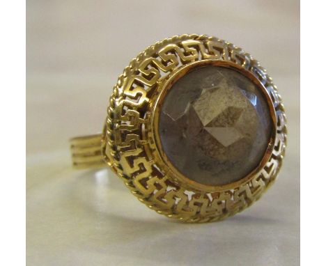 Tested as 18ct gold greek key design dress ring weight 3.9 g size L