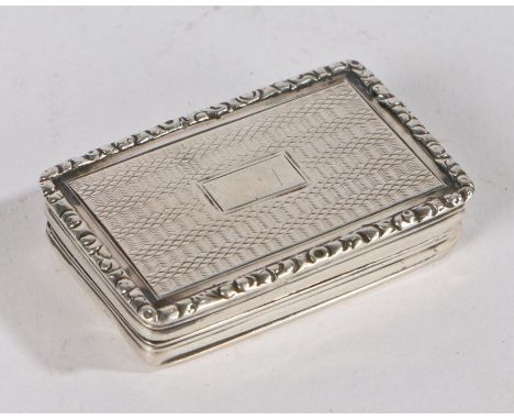 William IV silver vinaigrette, Birmingham 1832, maker Joseph Willmore, of rectangular form with foliate cast border, engine t