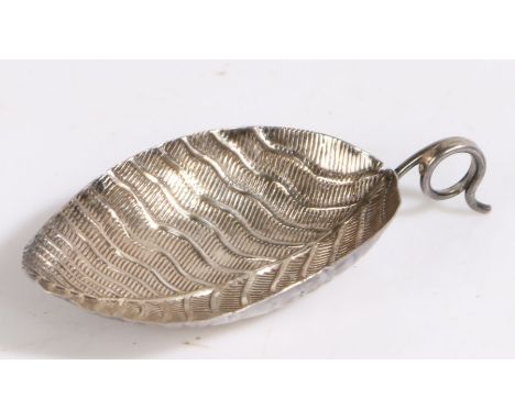 George III silver caddy spoon, London 1798, maker Elizabeth Morley or Edward Mayfield, modelled as a leaf with wavy veins and