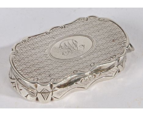 Large Victorian silver vinaigrette, Birmingham 1874, maker Colin Hewer Cheshire, the engine turned lid with oval cartouche in