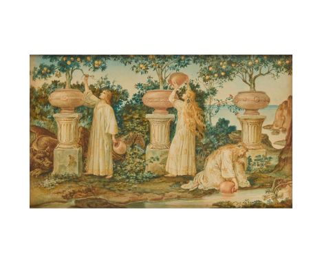  RICCIARDO MEACCI (1856-1938) THE GARDEN OF THE HESPERIDES watercolour and gouache, highlighted with gilt, signed lower right