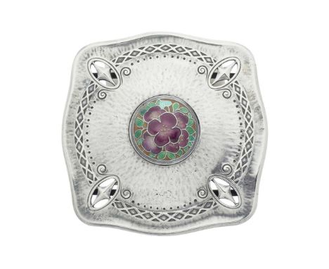  HERMANN HAUSSLER FOR THEODOR FAHRNER JUGENDSTIL BUCKLE, 1910 silver and enamel, importer’s mark, H.T.&CoY.;, Birmingham impo