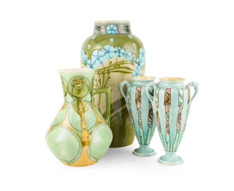  MINTONS LTD. GROUP OF 'SECESSIONIST' WARES, CIRCA 1907 relief moulded and glazed earthenware comprising; a VASE, 1905, impre