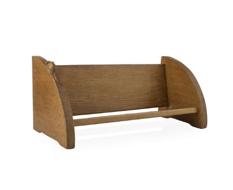  ROBERT 'MOUSEMAN' THOMPSON (1876-1955) BOOK TROUGH, CIRCA 1970 oak, with carved mouse signature 46cm wide, 19.5cm high, 20cm