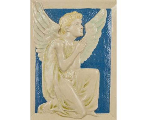  DELLA ROBBIA POTTERY, BIRKENHEAD RELIEF PANEL, CIRCA 1900 glazed terracotta, framed&nbsp; 38.5cm x 30cm (frame size 45.5cm x