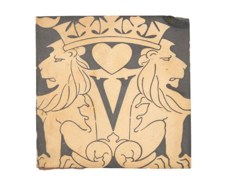  ENGLISH ENCAUSTIC TILE, CIRCA 1890 inlaid ceramic 22.7cm square   