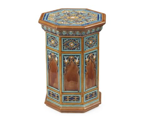  DOULTON & CO, LAMBETH GARDEN STOOL, CIRCA 1880 glazed stoneware, impressed maker's mark under base&nbsp; 33cm wide, 45.5cm h