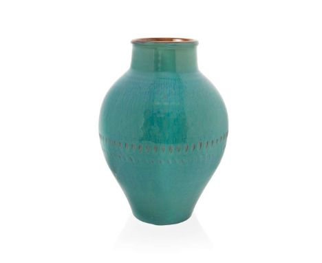  CHRISTOPHER DRESSER (1834-1904) FOR LINTHORPE ART POTTERY VASE, CIRCA 1880 glazed earthenware, impressed facsimile signature