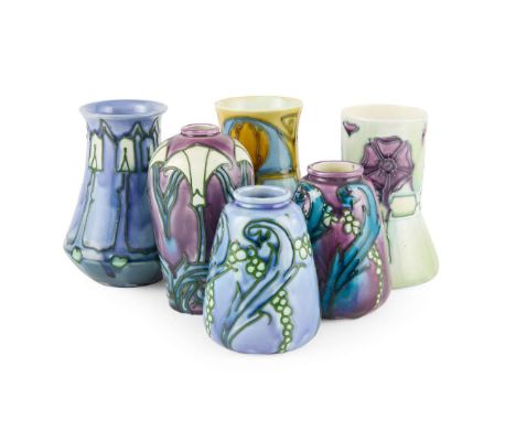  MINTONS LTD. GROUP OF 'SECESSIONIST' WARES, CIRCA 1907 relief moulded and glazed earthenware comprising; a VASE, painted mak