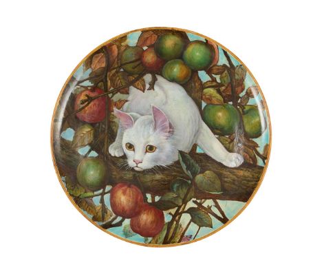  MINTONS LARGE AESTHETIC MOVEMENT CHARGER. 1874 enamelled and glazed earthenware, stamped MINTONS, impressed date cypher, pai