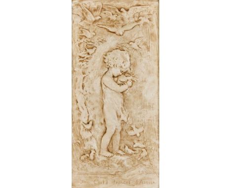  SOPHIA ROSAMOND PRAEGER (1867-1954) 'THE CHILD FRANCIS OF ASSISI', RELIEF PANEL painted plaster, signed lower right S R PRAE