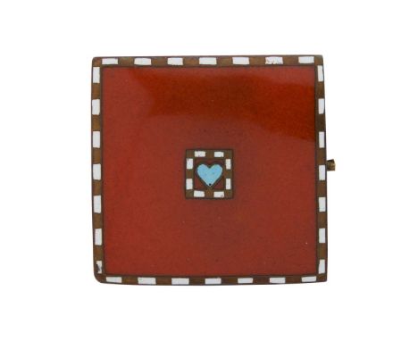  JOSEF HOFFMANN (1870-1956) FOR WIENER WERKSTÄTTE BROOCH, CIRCA 1910 enamel on copper, stamped WW maker's mark verso 3cm squa