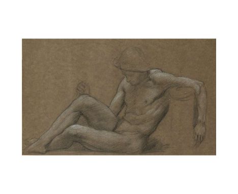  SIR WILLIAM BLAKE RICHMOND (1842–1921) STUDY FOR 'THE RESURRECTION': SLEEPING ROMAN SOLDIER, LATE 1890's black and white cha