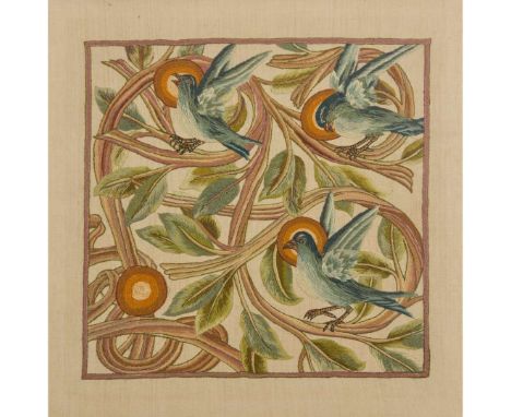  SELWYN IMAGE (1849-1930) ARTS & CRAFTS CREWELWORK PANEL, CIRCA 1900 wool threads on a linen ground, framed 57cm x 57cm (fram