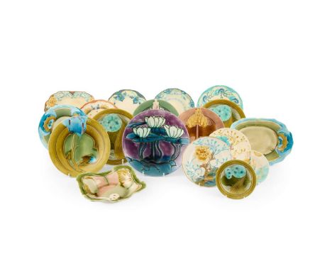  MINTONS LTD. GROUP OF 'SECESSIONIST' WARES, CIRCA 1907 relief moulded and glazed earthenware comprising; a PLATE, 25.5cm dia