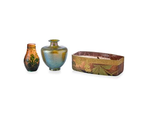  LOETZ PHÄNOMEN VASE, CIRCA 1900 iridescent glass, 14.3cm high; together with a LOETZ VASE, cameo glass, 13cm high; an ART NO