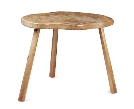  ROBERT 'MOUSEMAN' THOMPSON (1876-1955) OCCASIONAL TABLE, CIRCA 1940 oak and burr oak, with carved mouse signature&nbsp; 89cm