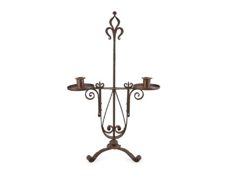  THORNTON & DOWNER COTSWOLD SCHOOL CANDLESTICK, CIRCA 1910 wrought steel 52.5cm high&nbsp;   