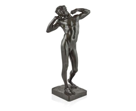  FREDERIC, LORD LEIGHTON (1830-1896) 'THE SLUGGARD' bronze, dark brown patina, signed LORD LEIGHTON and titled THE SLUGGARD, 
