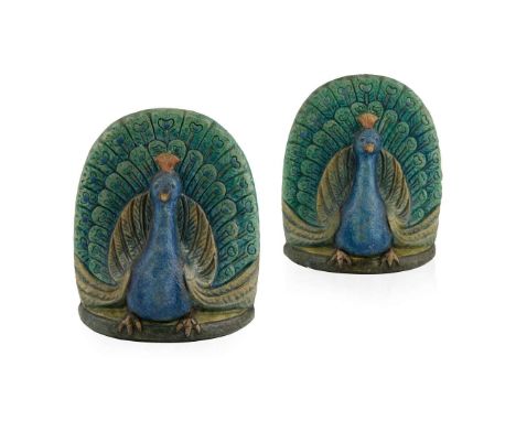  COMPTON POTTERS’ ART GUILD PAIR OF BOOKENDS, CIRCA 1920 painted pottery (2) 16cm high Provenance: Christie's South Kensingto