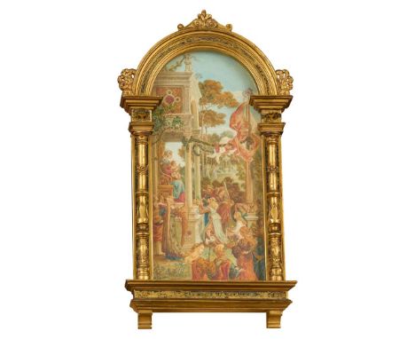  RICCIARDO MEACCI (1856-1938) THE VIRGIN WITH ANGELS watercolour and gouache, signed lower left R. MEACCI, framed&nbsp; 25.5c