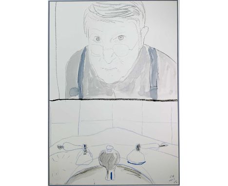 David HOCKNEY (1937)Self Portrait in Bathroom Poster 83 x 59cm