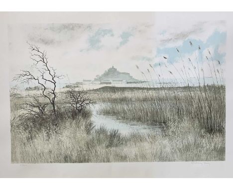 Jeremy KING (1933)Marazion Marshes with St Michael's Mount Lithograph Signed and numbered 220/25040 x 63cm