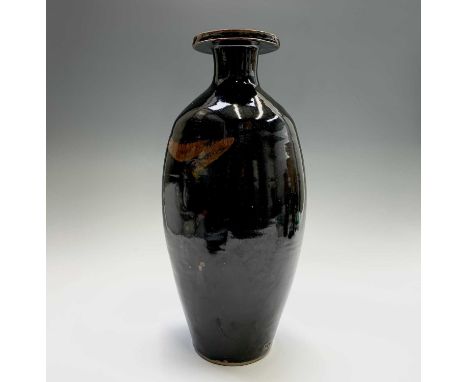 David LEACH (1911-2005)A large bottle vaseTenmoku glaze and iron brushworkImpressed potters sealHeight 43cmCondition report: 