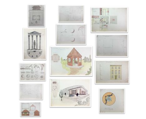 Maurice Edgar CONNELL(1921-2020)Architectural Drawings pre-war including a shelter for a village pump and a kitchen design Ma