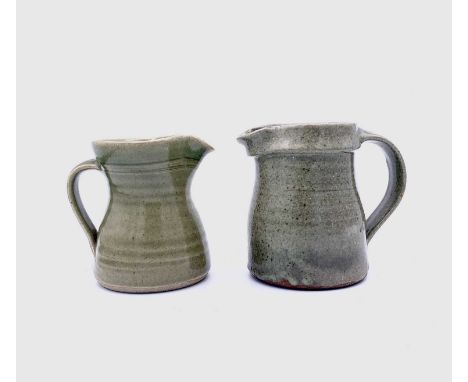Leach Pottery, St Ives Two jugs with celadon glazeEach with impressed Leach seal Height 11cm and 10cmCondition report: These 