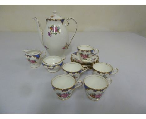 Aynsley coffee set to include coffee pot, milk jug, sugar bowl, six saucers and five cups