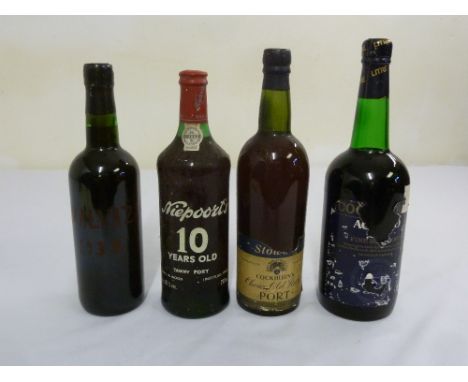 Four bottles of vintage port to include Malvazia 1937, Niepoorts ten year old port, Cockburns choice old ruby port and 1 litr