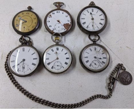 Six vintage pocket watches to include 'The Bank Watch, a Zenith pocket watch, a Waltham Mass watch and others A/FLocation:If 