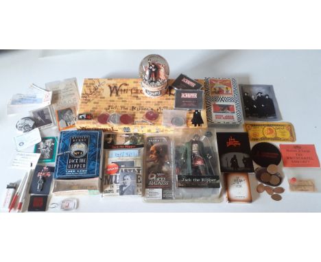 A quantity of Jack the Ripper and Ghoulish toys to include a signed Whitechapel board game, collectors cards, a boxed spawn.c