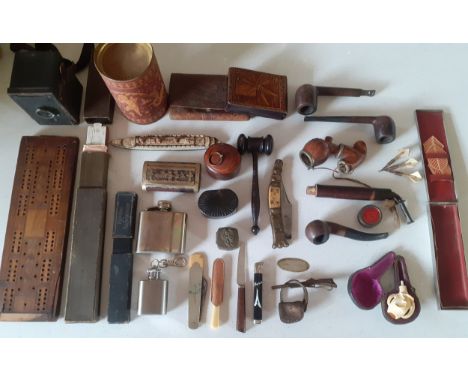 Collectables to include a vintage Hawkeye Ace de Luxe box camera, a Dinky Cunard White Star Queen Mary model liner A/F, snuff