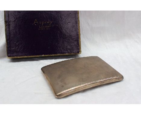 A George V silver cigarette case of rectangular form with engine turned decoration, Chester, 1930, Asprey, approximately 154 