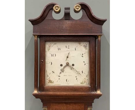 CAERNARFONSHIRE LONGCASE CLOCK inscribed Richard of Dolgelly to painted dial, oak case, eight-day movement, 224 (h) x 54 (w) 