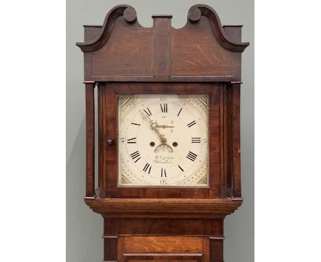 RARE YNYS MON / ANGLESEY LONGCASE CLOCK, painted dial inscribed McCutcheon, Beaumaris, with 8-day movement in an oak case, 21