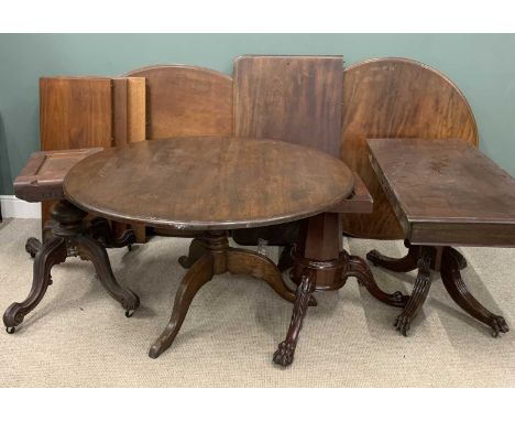 ANTIQUE DINING ROOM FURNITURE, to include oak circular top tripod table, 76 (h) x 132cms (diam.), various mahogany and other 