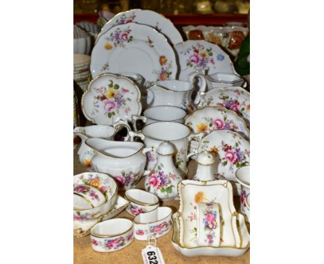 A QUANTITY OF ROYAL CROWN DERBY DERBY POSIES GIFT AND TEAWARES, thirty eight pieces, comprising a tea plate, a twin handled b