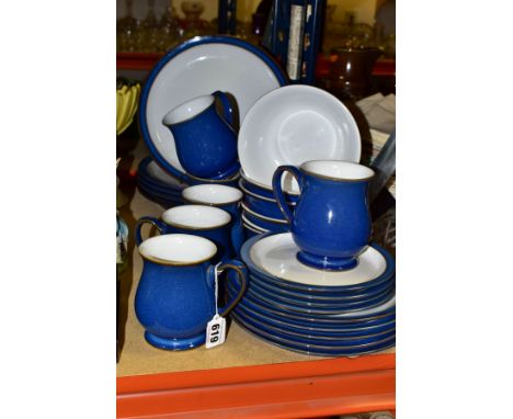 A TWENTY SIX PIECE DENBY IMPERIAL BLUE DINNER SERVICE, comprising five dinner plates, five tea plates (one chipped), four sid