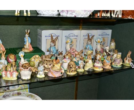 A QUANTITY OF BOXED AND UNBOXED BESWICK BEATRIX POTTER FIGURES, thirty five pieces, comprising two boxed small Peter and the 