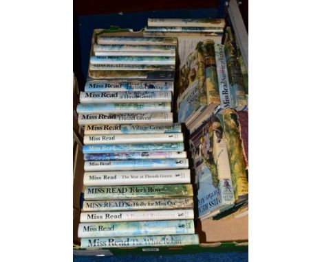 A BOX OF MISS READ HARDBACK BOOKS, thirty two titles including thirty first editions, mainly in good or very good condition w