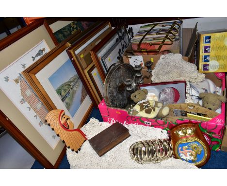 THREE BOXES AND LOOSE RECORDS, CDS, DVDS, PICTURES AND SUNDRY ITEMS, to include a box of approximately sixty records, mainly 