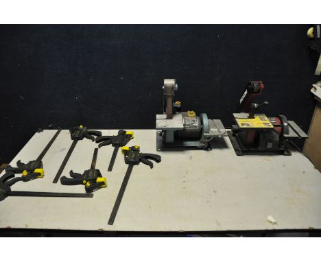 A REXON BD150BQ 1in belt 5in disc sander along with a Clarke CBS1-5 1in belt 5in disc sander (both PAT pass and working) and 