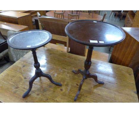 Two mahogany tripod wine tables 