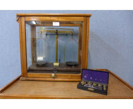 A cased set of Griffin &amp; George Ltd., chemical scales 